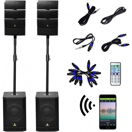 12 Inch 4000Watt Powered PA Speaker Combo Set