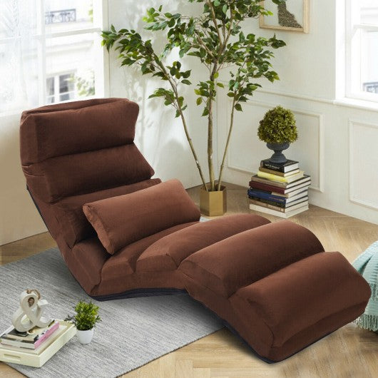 Stylish  Folding Lazy Sofa Chair with Pillow-Coffee
