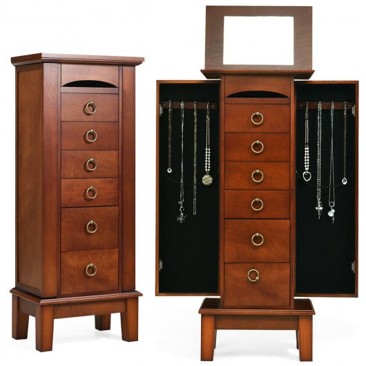 Wooden Jewelry Cabinet Storage Organizer with 6 Drawers