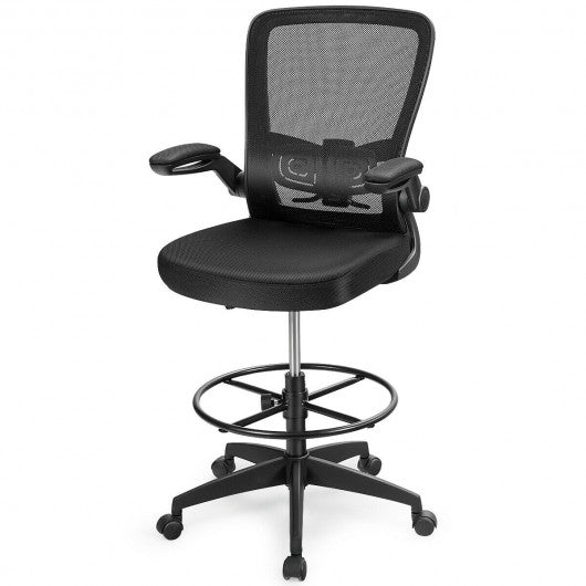 Drafting Chair Adjustable Height with Lumbar Support Flip Up Arms