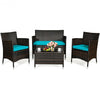 4PCS Rattan Patio Cushioned Furniture Set