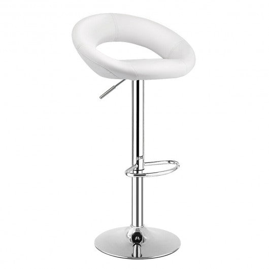 Set of 2 Bar Stools Adjustable PU Leather Swivel Chairs
