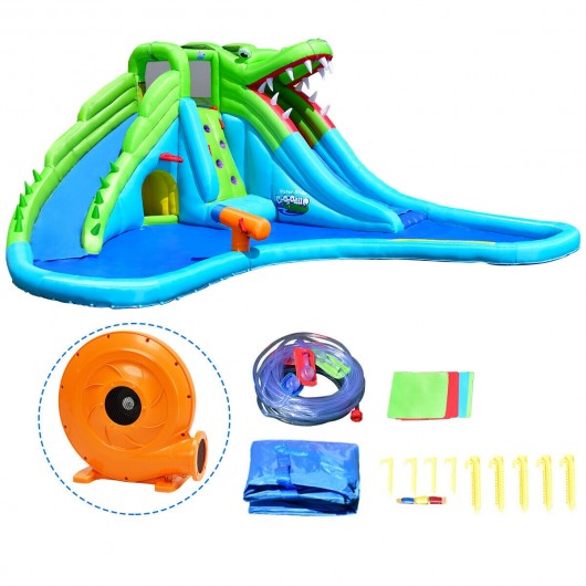 Crocodile Inflatable Water Slide Climbing Wall Bounce House