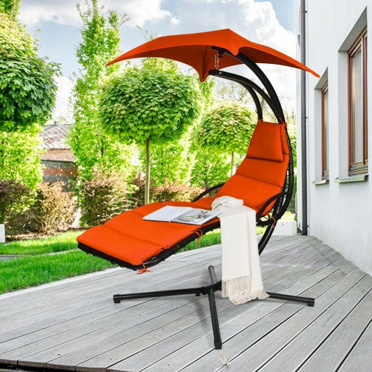 Hanging Stand Chaise Lounger Swing Chair w/ Pillow