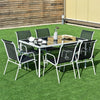  7 Piece Patio Furniture Steel Table Chairs Dining Set