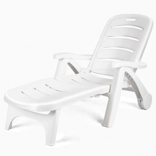 5 Position Adjustable Patio Recliner Chair with Wheels