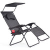 Folding Recliner Lounge Chair with Shade Canopy Cup Holder