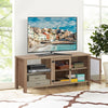 Wooden TV Stand with 2 Metal Mesh Doors -Natural