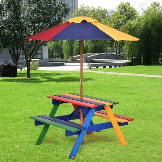 4 Seat Kids Picnic Table with Umbrella