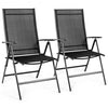 Set of 2 Adjustable Portable Patio Folding Dining Chair Recliner -Black