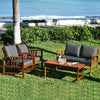 4 pcs Wooden Patio Furniture Set Table Sofa Chair Cushioned Garden