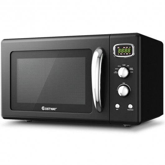 0.9 Cu.ft Retro Countertop Compact Microwave Oven-Black