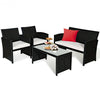 4 Pcs Wicker Conversation Furniture Set Patio Sofa and Table Set