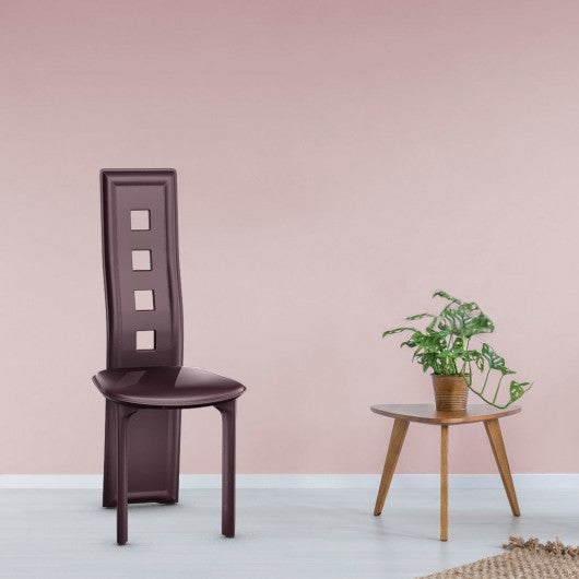 Set of 4 Steel Frame High Back Armless Dining Chairs