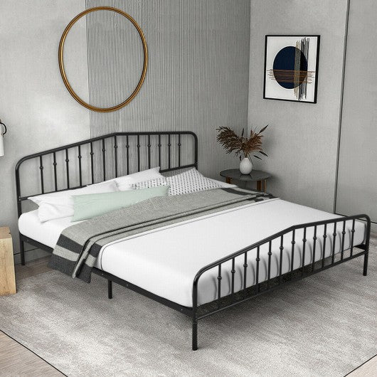 King Size Metal Bed Frame with Headboard & Footboard