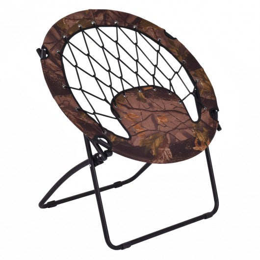 Outdoor Camping Folding Round Bungee Chair-Brown