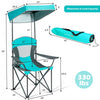 Portable Folding Camping Canopy Chair with Cup Holder Cooler -Turquoise