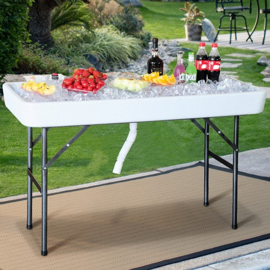 4 Foot Plastic Party Ice Folding Table with Matching Skirt