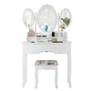 7 Drawer Tri-Folding Mirror Dressing Vanity Makeup Set