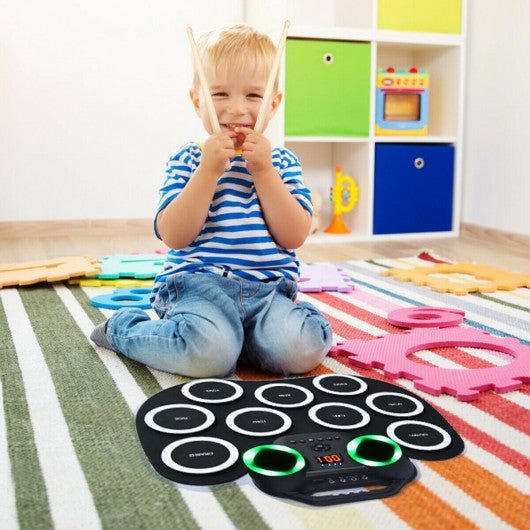 9 Pads MIDI Electronic Roll Up Drum Set