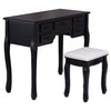 Black / White Vanity Makeup Dressing Table w/ Tri Folding Mirror + 7 Drawers