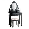 4 Drawers Vanity Wood Makeup Dressing Table Set with Mirror-Black