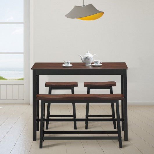 4 pcs Solid Wood Counter Height Dining Table Set