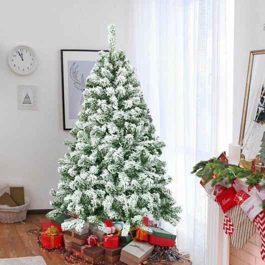4.5 ft Snow Flocked Artificial Christmas Tree with 400 Tips and Foldable Base