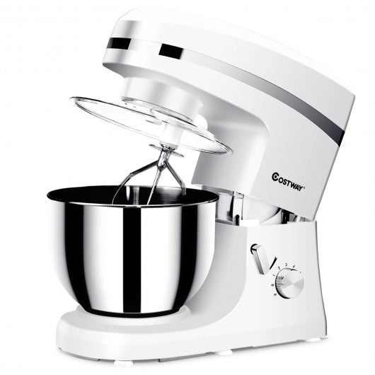 800 W 5.3 Quart Tilt-Head Stainless Steel Bowl Electric Food Stand Mixer-White