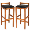 Set of 2 Acacia Solid Wood Counter Height Bar Stool