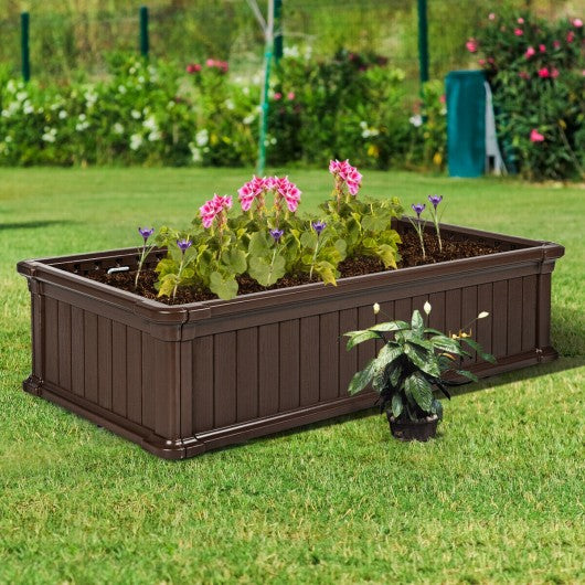 2 PCS Raised Garden Rectangle Plant Box-Brown