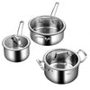 Nonstick Stainless Steel Cookware Set with Glass