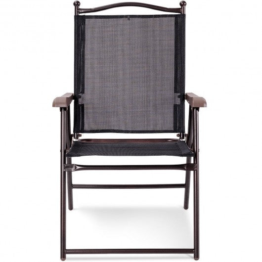 Set of 2 Patio Folding Sling Back Camping Deck Chairs