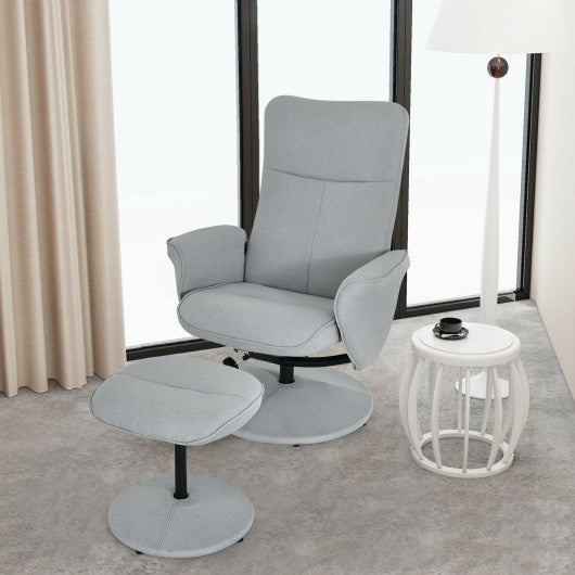 Fabric Massage Swivel Lounge Recliner with Ottoman