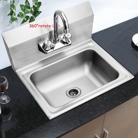 Stainless Steel Wall Mount Washing Sink Basin with Faucet