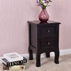 Wood Accent End Nightstand w/ 2 Storage Drawers