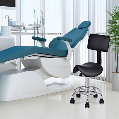 Adjustable Saddle Salon Rolling Massage Chair w/ Backrest