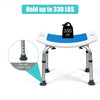 Shower Stool 6 Adjustable Height Non-Slip Padded Blue Seat