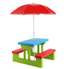 Kids Picnic Folding Table and Bench with Umbrella