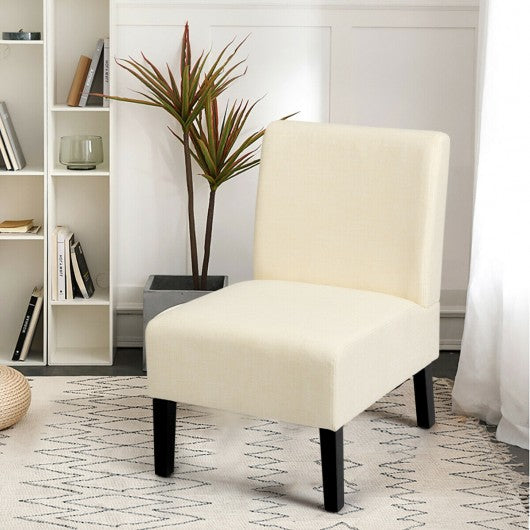 Armless Accent Chair  with Rubber Wood Legs