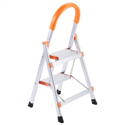Non-slip 2 Step Aluminum Ladder Folding Platform Stool 330 lbs Load Capacity