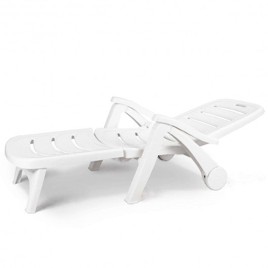 5 Position Adjustable Patio Recliner Chair with Wheels