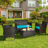 4PCS Rattan Patio Cushioned Furniture Set