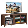 Wooden TV Stand with 2 Metal Mesh Doors