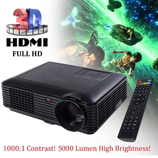 5000 Lumens HD 1080P 3D LED Portable Home Theater Projector