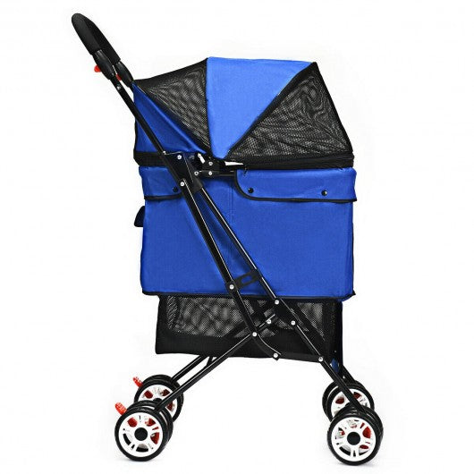Pet Foldable Cage Stroller For Cat And Dog