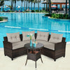 4 Pcs Furniture Patio Set Outdoor Wicker Sofa Set