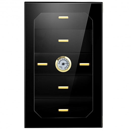5 Drawers 130 Cigar Humidor Desktop with Hygrometer & Humidifier-Black