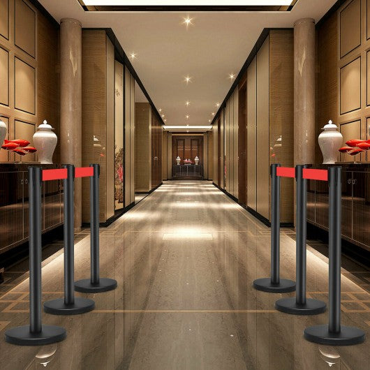 6 pcs Black Stanchion Posts Queue Pole