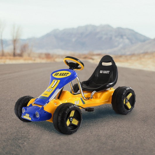 Go Kart Kids Ride On Car Pedal Powered Car 4 Wheel Racer Toy Stealth Outdoor-Yellow